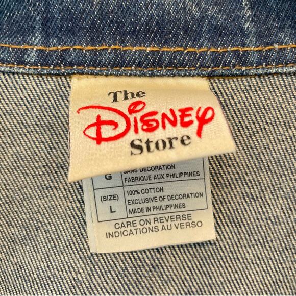 The Disney Store Vintage Mickey Mouse Denim Trucker Jacket Large 2000 Y2K - Picture 10 of 12